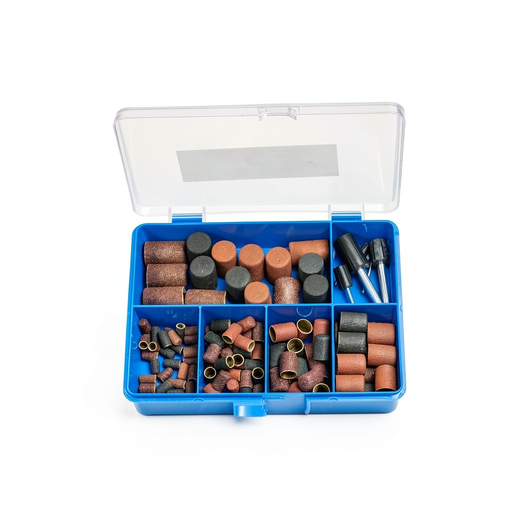 'PFERD abrasive caps set displayed in open case'