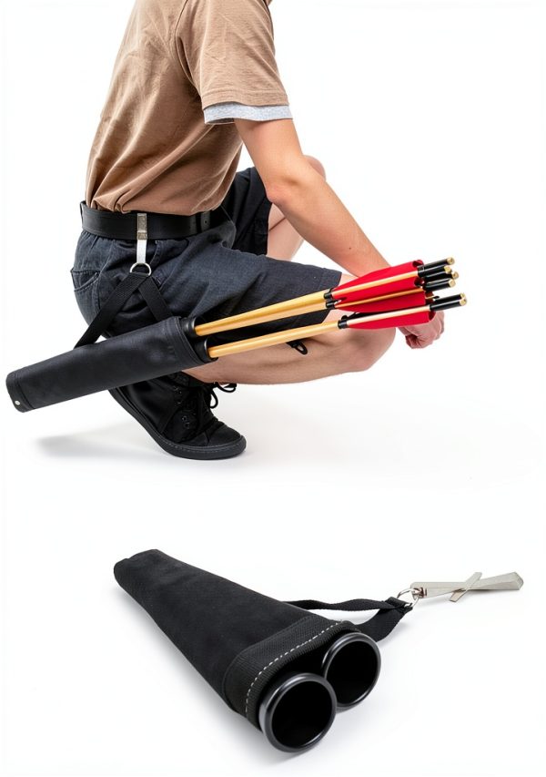 KRATARC Archery Quiver Soft Belt Clip 2‑Tube Arrow Holder 18" Length-5