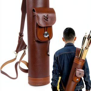 TOPARCHERY Back Quiver Adjustable Leather Arrow Quiver 50 Load-0