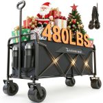 Large Collapsible Wagon 300L KACHUAN BEAR Heavy-Duty Garden Cart Black-0