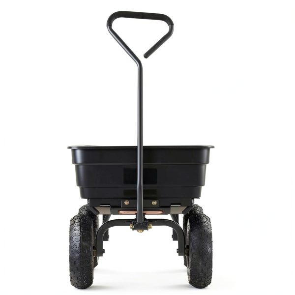 Gorilla Carts Poly Garden Dump Cart, 4 Cu Ft Tub, 600 lb Haul Capacity, Black – Heavy-Duty Utility Wagon with Quick-Release Dumping & Pneumatic Tires for Yard, Landscaping and Gardening-8