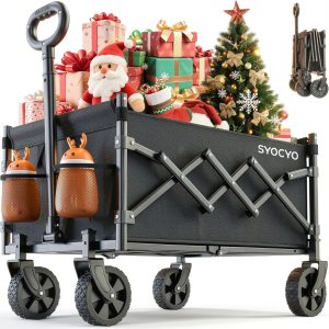Collapsible Wagon Cart SYOCYO 220lb Foldable Garden Utility with-0