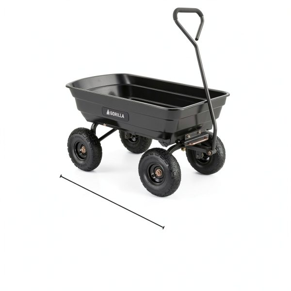 Gorilla Carts Poly Garden Dump Cart, 4 Cu Ft Tub, 600 lb Haul Capacity, Black – Heavy-Duty Utility Wagon with Quick-Release Dumping & Pneumatic Tires for Yard, Landscaping and Gardening-1