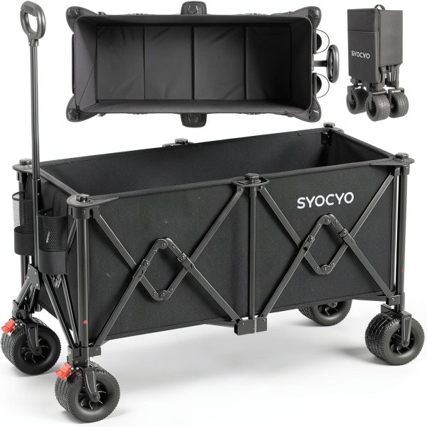 Collapsible Beach Wagon with 570LBS Capacity, SYOCYO Foldable Garden-6