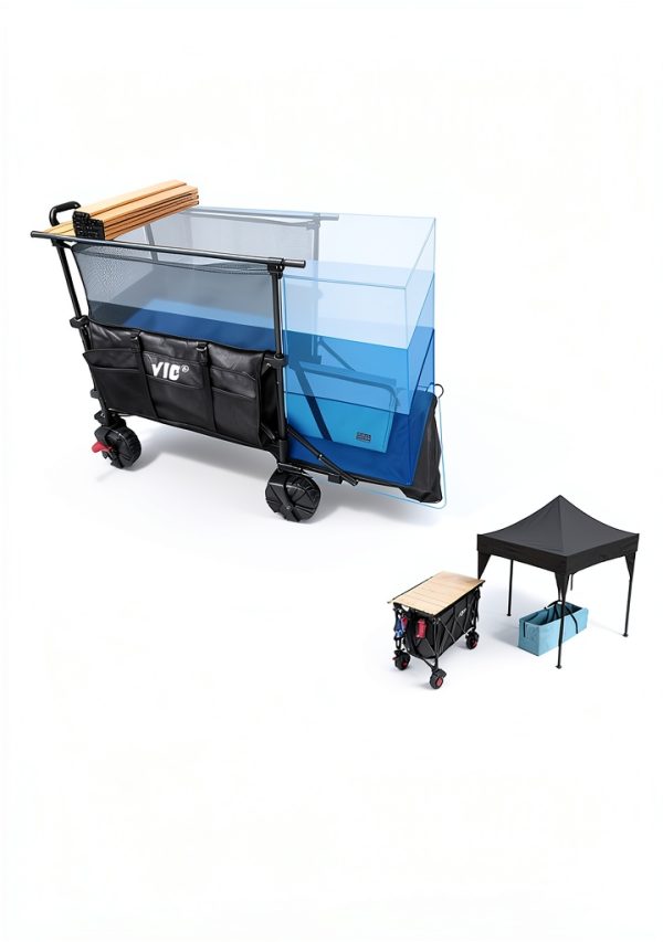 VIC 680lb Super Cart & Table 1=5 Set 480L Double Decker Folding Wagon-2