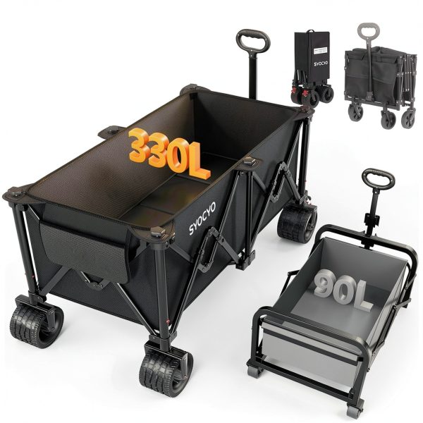 Collapsible Beach Wagon with 570LBS Capacity, SYOCYO Foldable Garden-1