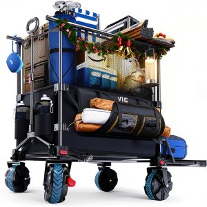 VIC 680lb Super Cart & Table 1=5 Set 480L Double Decker Folding Wagon-0