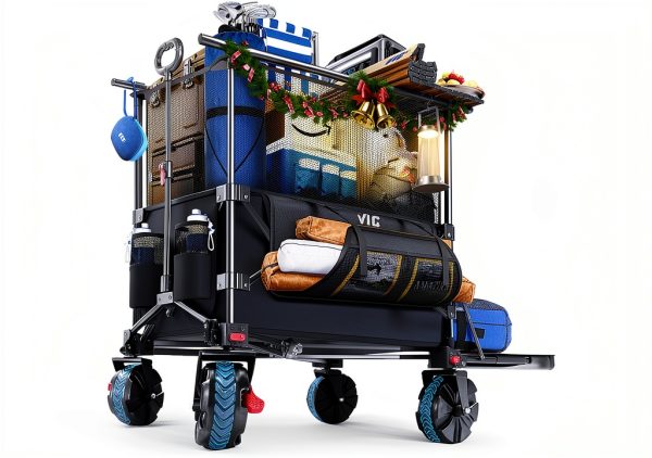 VIC 680lb Super Cart & Table 1=5 Set 480L Double Decker Folding Wagon-0