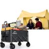 Collapsible Folding Wagon Cart, 350LBS Utility Large Capacity Cart Foldable Wagon with All Terrain Wheels, Grocery Wagons Carts for Garden Shopping Sports Camping, Black-4
