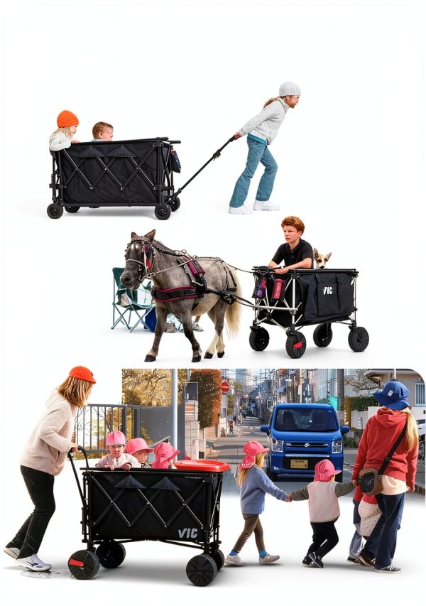 VIC 680lb Super Cart & Table 1=5 Set 480L Double Decker Folding Wagon-8