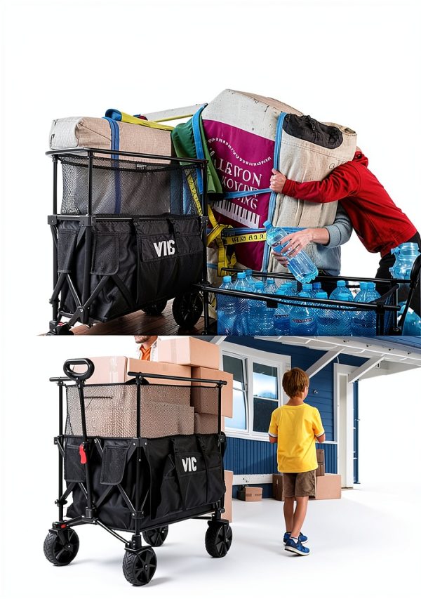 VIC 680lb Super Cart & Table 1=5 Set 480L Double Decker Folding Wagon-5