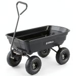 Gorilla Carts Poly Garden Dump Cart, 4 Cu Ft Tub, 600 lb Haul Capacity, Black – Heavy-Duty Utility Wagon with Quick-Release Dumping & Pneumatic Tires for Yard, Landscaping and Gardening-0