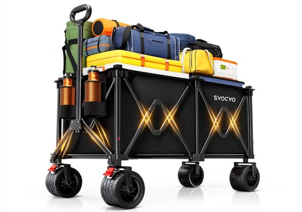 Collapsible Beach Wagon with 570LBS Capacity, SYOCYO Foldable Garden-0