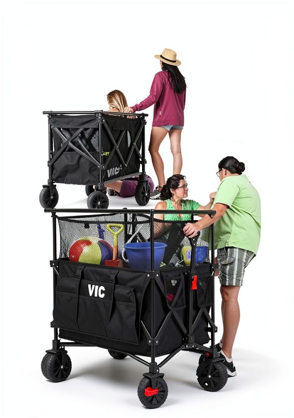 VIC 680lb Super Cart & Table 1=5 Set 480L Double Decker Folding Wagon-6